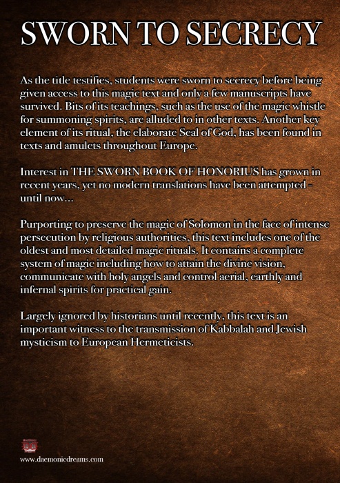 THE SWORN BOOK OF HONORIUS - Dæmonic Dreams Occult Books and Tools